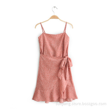 New Ruffled Printed Sling Dress Skirt